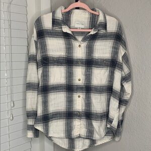 American eagle plaid button up cotton blend medium